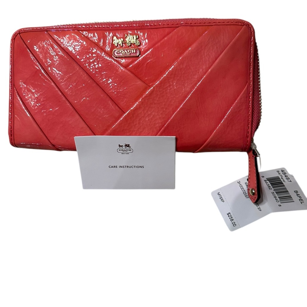 Coach Pink Quilted Wallet with Gold Hardware